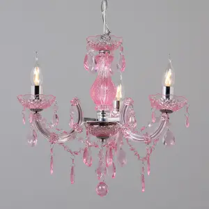 Litecraft Pink Marie Glow Kids 3 Light Chandelier