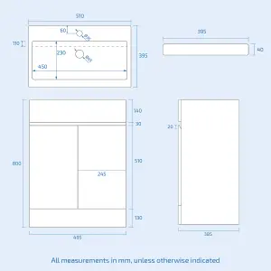 Nes Home 500mm Freestanding Basin Vanity Unit 2 doors Steel Grey Flat Pack