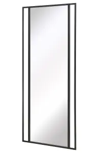 MirrorOutlet The Genestra Black Modern Wall Leaner Garden Mirror 180 x 80cm