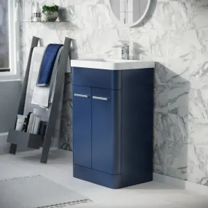 Nes Home 500mm Freestanding Vanity Unit Cabinet and Wash Basin Royal Blue