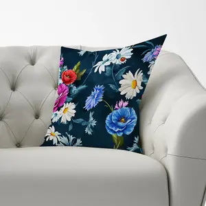 Poppy Flowers With Chamomile Blue Cushions 60cm x 60cm