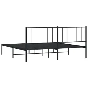 Berkfield Metal Bed Frame with Headboard Black 200x200 cm