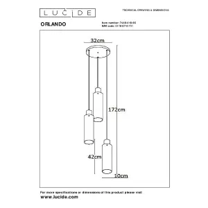 Lucide Orlando Modern Cluster Pendant Light 32cm - 3xE27 - Smoke Grey