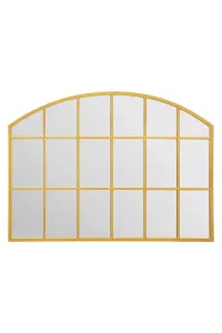 MirrorOutlet Over Mantle Window Arcus - Gold Framed Arched Wall Mirror 35" X 26" (90CM X 65CM)