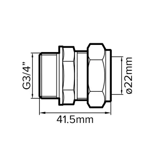 Plumbsure Compression Straight Coupler (Dia)22mm, (L)42.6mm