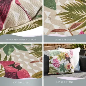 Pink Tropical Birds Outdoor Garden Cushion - 42 x 42cm