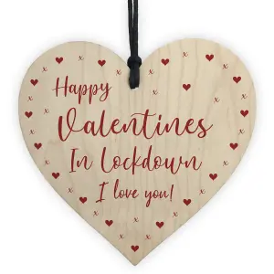 Happy Valentines In Lockdown Gift For Boyfriend Girlfriend Him Her Wooden Heart