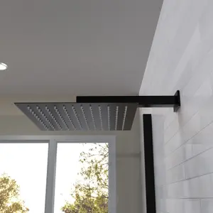 Nes Home 300mm Bathroom Rainfall Square Overhead Shower Slim Head Matte Black