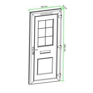 Fortia Mindil Clear Glazed Anthracite LH External Front Door set, (H)2085mm (W)840mm