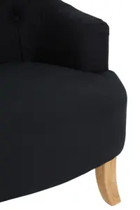 Interiors By Premier High Tufted Back Black Cotton Armchair, Striking Black Upholstered Mid Century Armchair For Livingroom