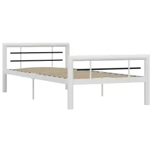 Berkfield Bed Frame White and Black Metal 100x200 cm