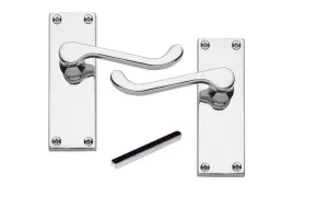 7 Sets of Victorian Scroll Latch Door Handles Polished Chrome Hinges & Latches Pack Sets 120MM X 40MM -