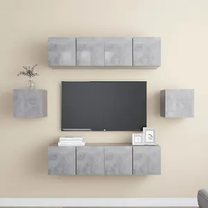 Berkfield 6 Piece TV Cabinet Set Concrete Grey Engineered Wood