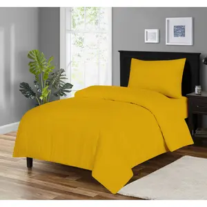 My Home Store Fridi Microfiber Reversible Duvet Cover Set Easy Care Non Iron Bedding Sets Ochre / Single Duvet Cover + 1 Standard Pillowcase