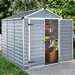 Palram - Canopia Skylight 8x6 ft Apex Dark grey 2 door Shed with floor