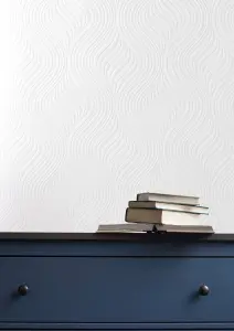 Superfresco Paintable Pure Curvy Textured White Durable Wallpaper