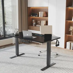 Hieronymus Electric Height Adjustable T-Shape Standing Desk Black / Black / 122 x 140 x 60 cm