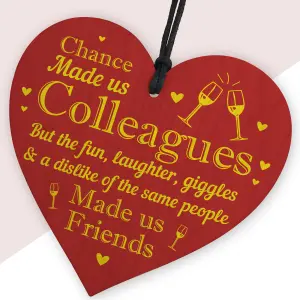 Red Ocean Chance Made Us Colleagues Wooden Hanging Heart Gift For Colleagues Co Worker Friendship Gifts