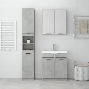 Berkfield 3 Piece Bathroom Cabinet Set Concrete Grey Engineered Wood