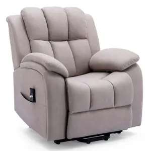 Rise Recliner Chair With Single Motor, Remote Control And Pocket Storage In Leather-Look Pumice Technology Fabric