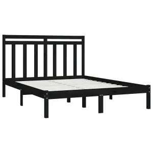 Berkfield Bed Frame Black Solid Wood 140x200 cm