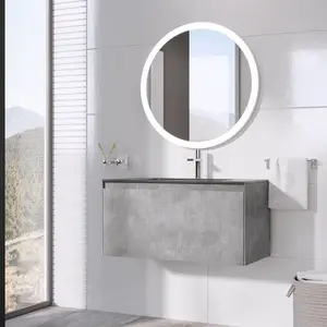 900mm Single Bathroom Vanity with Integrated Polyglomerate Basin Concrete / Black