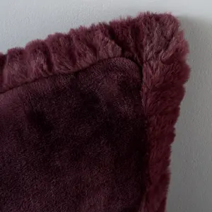 Catherine Lansfield Velvet and Faux Fur 55x55cm Cushion Plum