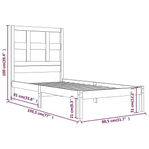 Berkfield Bed Frame White Solid Wood Pine 75x190 cm 2FT6 Small Single