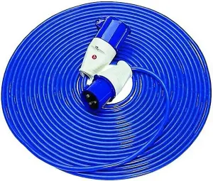 Hook Up Cable 2.5mm Blue Electric Lead - Caravan Camping 16A Mains Extension 230V