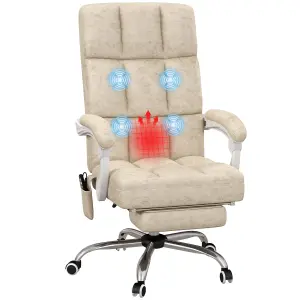 Vinsetto Massage Office Chair w/ Heat, Ergonomic Desk Chair w/ Footrest, Beige