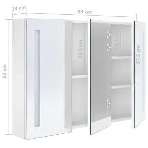 Berkfield LED Bathroom Mirror Cabinet 89x14x62 cm Shining White