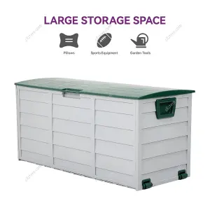 112cm W Waterproof Lockable Outdoor Garden Storage Box with Lockable Lid, Light Grey