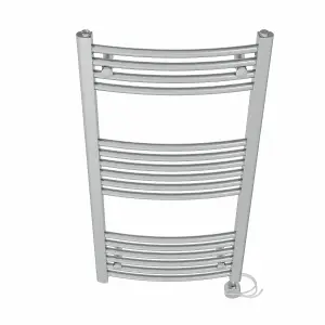 Right Radiators Prefilled Thermostatic Electric Heated Towel Rail Curved Ladder Warmer Rads - Chrome 1000x500 mm