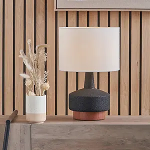 Wood Effect Textured Ceramic Table Lamp