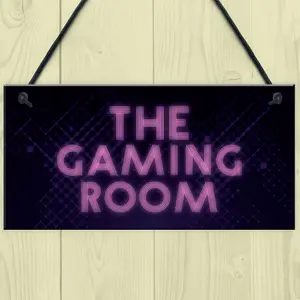 GAMING ROOM Sign Neon Effect Hanging Games Room Man Cave Bedroom Sign