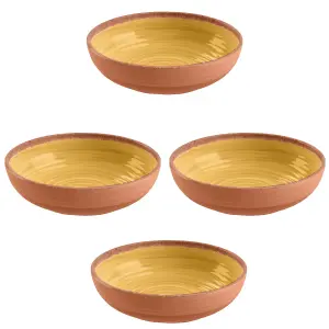 Purely Home Rustic Swirl Yellow Melamine Bowls - Set of 4