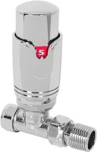 Rinse Bathrooms 15mm Straight Chrome Thermostatic Radiator Valve