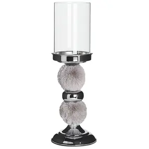 Candle Holder PADRE Glass Silver Grey