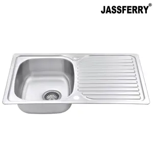 JASSFERRY Stainless Steel Kitchen Sink Single 1 Bowl Inset Reversible Drainer