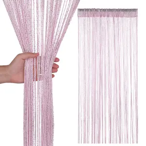 String Curtain Panel Spaghetti Tassel Curtain, 200cm x 90cm - Pink