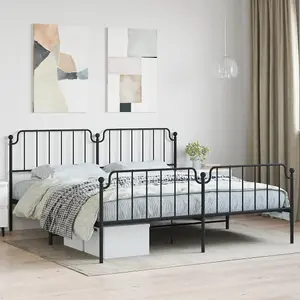 Berkfield Metal Bed Frame without Mattress with Footboard Black 193x203cm