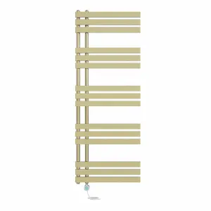 Rinse Bathrooms Designer Electric Thermostatic Heated Towel Rail D Shape Bathroom Radiator Warmer 1600x600mm Brushed Brass