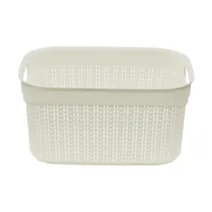 JVL Knit Design Loop, Plastic Storage Basket, Ivory