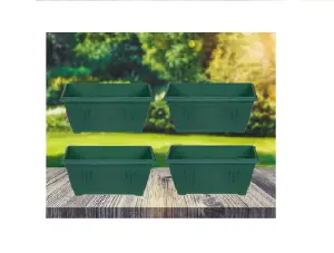 4 x 40cm Small Plastic Venetian Window Box Trough Planter Pot Green Colour