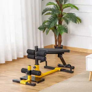 HOMCOM 3-In-1 Squat Machine w/ Adjustable Bench Squat Sit Up Push Up