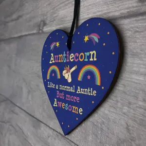 Red Ocean Unicorn Gift For Auntie Aunt Auntie Birthday Gifts Novelty Gift For Her Wooden Heart