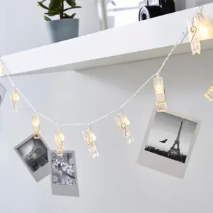 Inlight Plastic clip Battery-powered Warm white 10 LED Indoor String lights