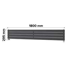 Ximax Vertirad HWH1195600A Anthracite Gas Horizontal Designer panel Radiator, (W)1800mm x (H)295mm