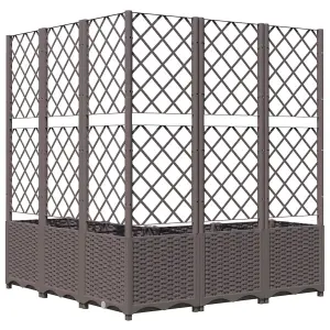 Berkfield Garden Planter with Trellis Brown 120x120x136 cm PP