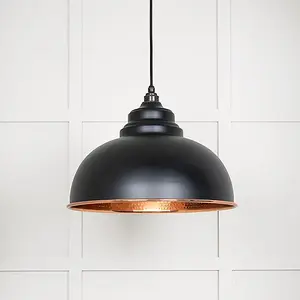 Hammered Copper Harborne Pendant in Elan Black